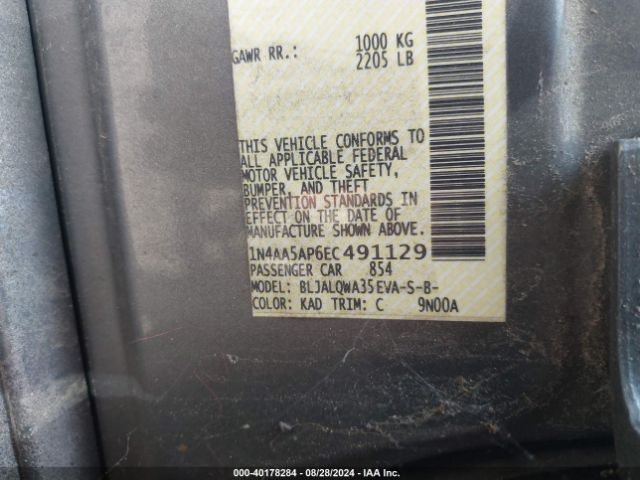 1N4AA5AP6EC491129 Nissan Maxima 3.5 S/3.5 Sv