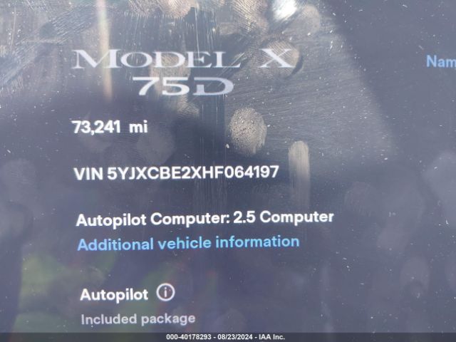 5YJXCBE2XHF064197 Tesla Model X 100d/75d/90d