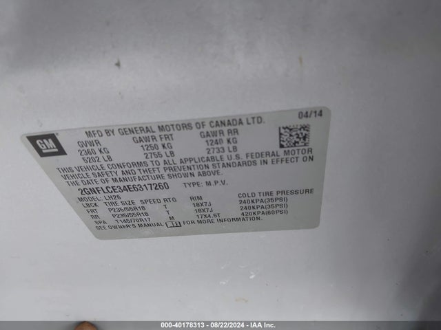 Chevrolet Equinox 2lt 2014 2GNFLCE34E6317260 Image 9