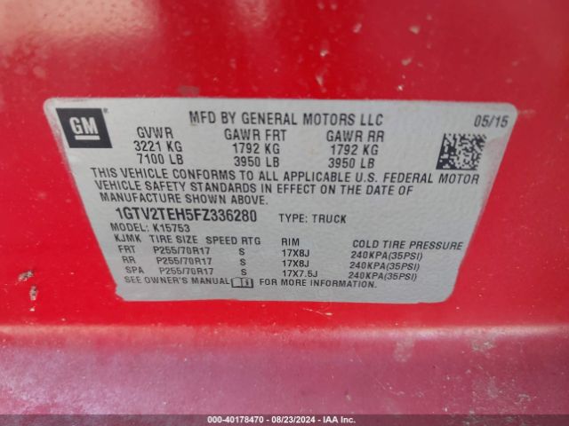 1GTV2TEH5FZ336280 GMC SIERRA 1500
