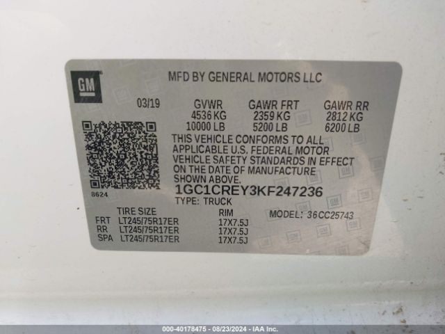 1GC1CREY3KF247236 Chevrolet Silverado 2500hd Wt