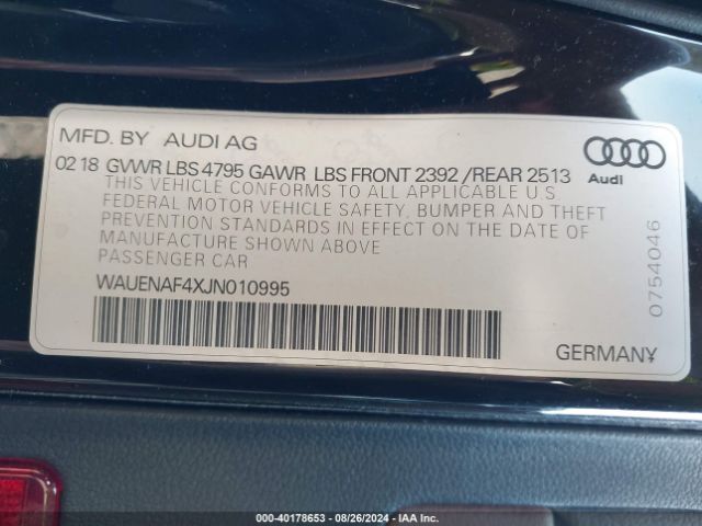 WAUENAF4XJN010995 Audi A4 2.0t Premium/2.0t Tech Premium