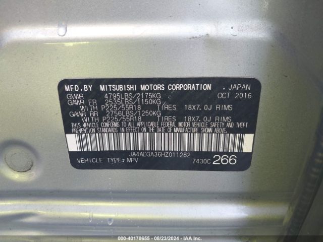 JA4AD3A36HZ011282 Mitsubishi Outlander Se/sel