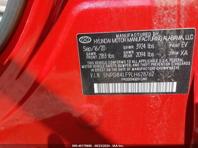 Hyundai Elantra Value Edition 2020 5NPD84LF9LH628762 Image 9