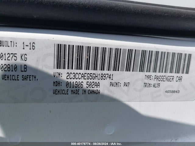 2C3CCAEG5GH189741 Chrysler 300C
