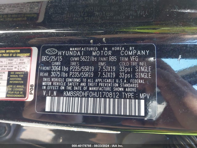 Hyundai Santa Fe Se Ultimate 2017 KM8SRDHF0HU170812 Image 9