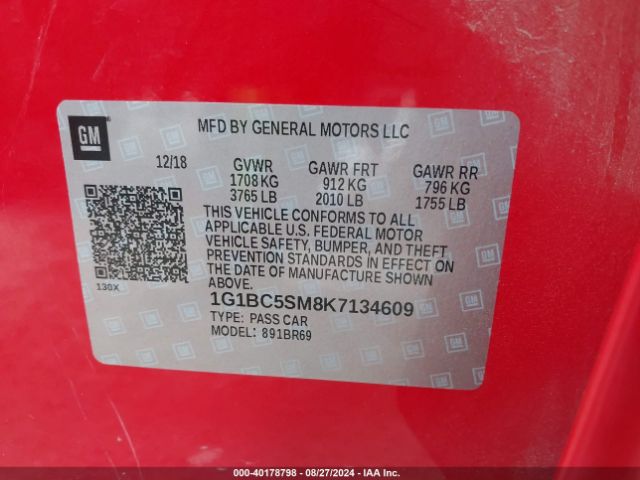 1G1BC5SM8K7134609 Chevrolet CRUZE LS