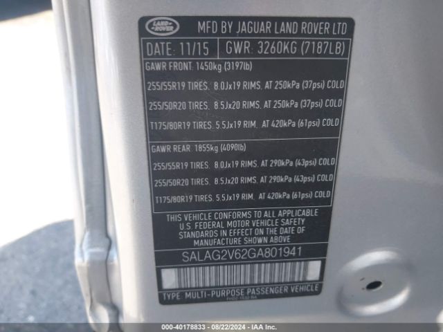 SALAG2V62GA801941 Land Rover LR4