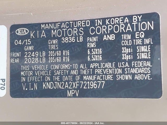 KIA Soul 2015 KNDJN2A2XF7219677 Image 9