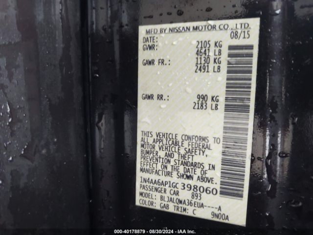 1N4AA6AP1GC398060 Nissan Maxima 3.5 S