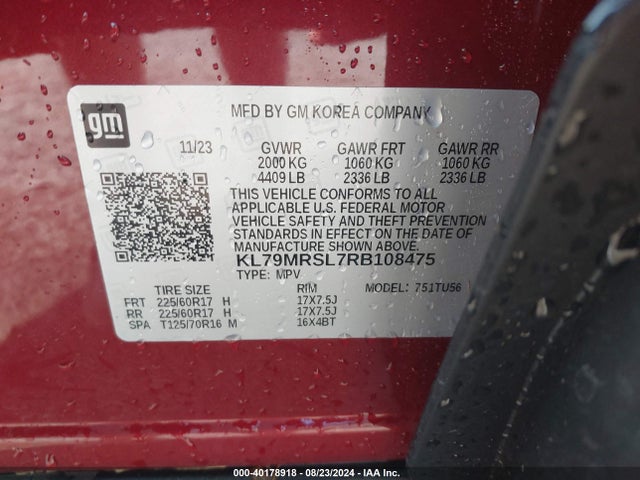 Chevrolet Trailblazer Awd Lt 2024 KL79MRSL7RB108475 Image 9