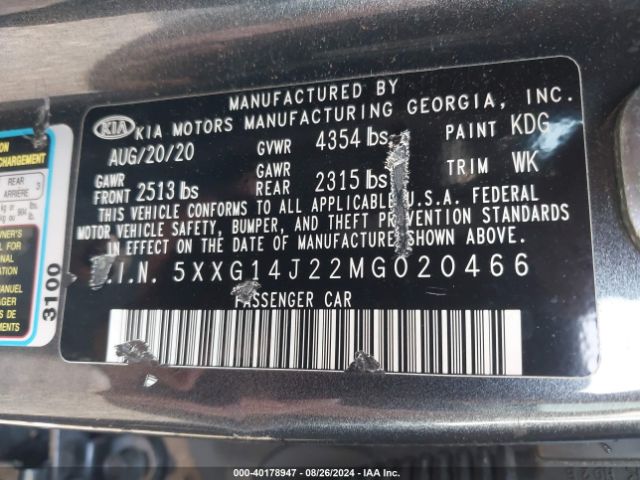 5XXG14J22MG020466 KIA K5 LXS