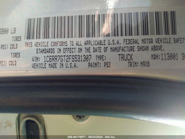 1C6RR7GT2FS531307 RAM 1500 Big Horn