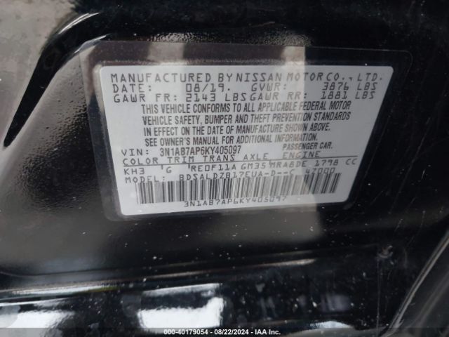 3N1AB7AP6KY405097 Nissan SENTRA SV