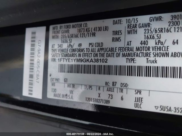 1FTYE1YM9GKA38102 Ford Transit-150