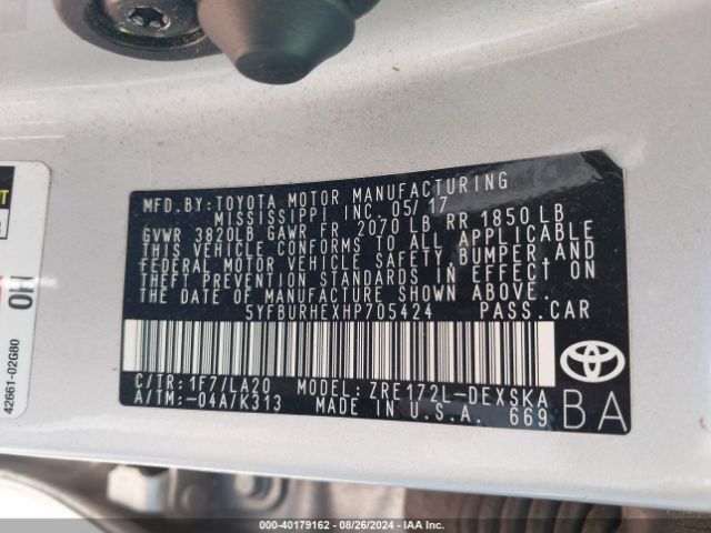 5YFBURHEXHP705424 Toyota Corolla Xse
