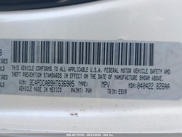 Dodge JOURNEY SE 2017 3C4PDCAB9HT636905 Image 9