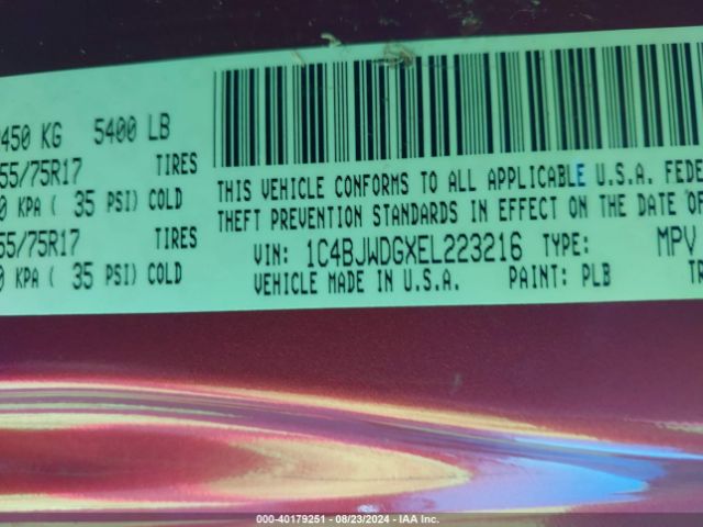 1C4BJWDGXEL223216 Jeep Wrangler Unlimited Sport