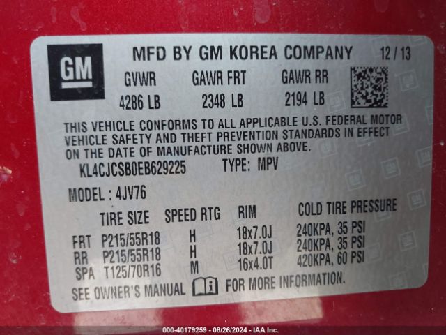 KL4CJCSB0EB629225 Buick Encore Leather