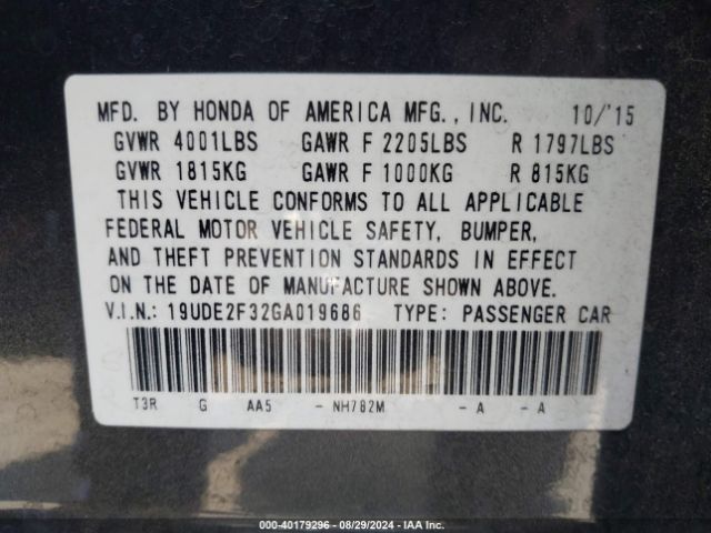 19UDE2F32GA019686 Acura Ilx 2.4l/acurawatch Plus Package