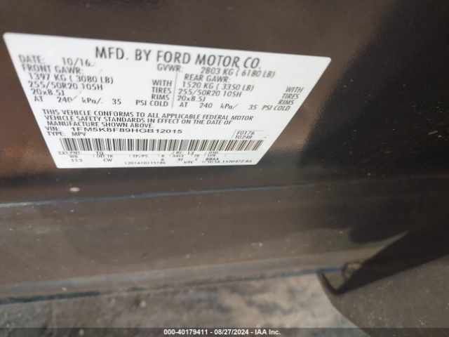 2017 FORD EXPLORER 1FM5K8F89HGB12015 Photo 8