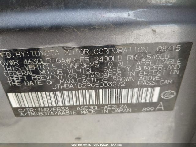 JTHBA1D29G5003272 Lexus IS 200T