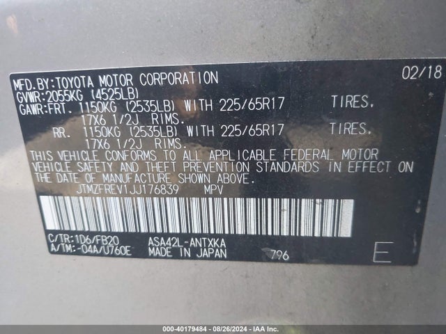 Toyota RAV4 LE 2018 JTMZFREV1JJ176839 Image 9