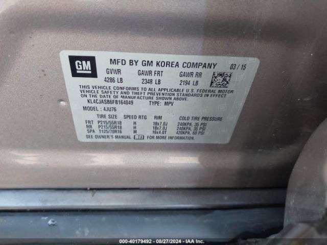 KL4CJASB6FB164049 Buick Encore