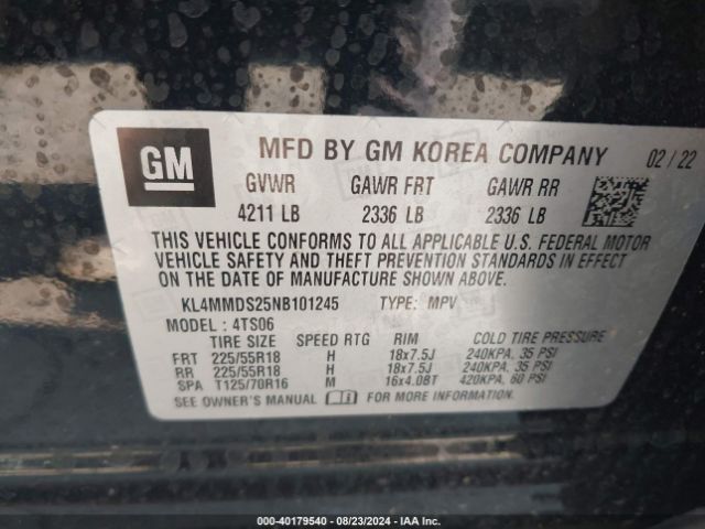 KL4MMDS25NB101245 Buick Encore Gx Fwd Select