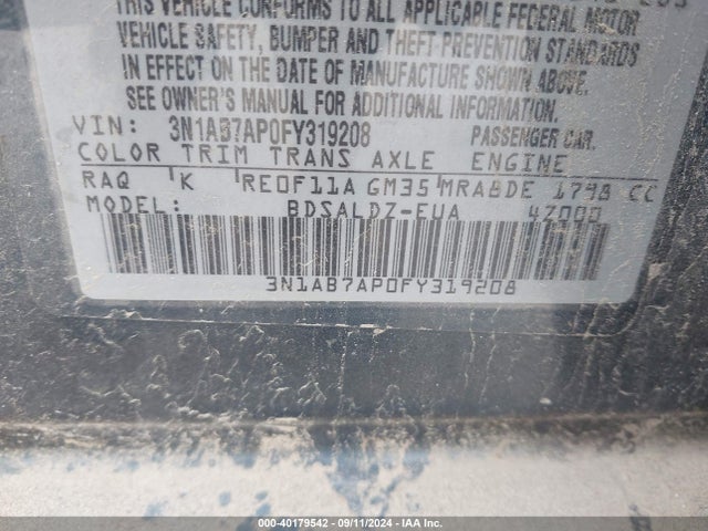 Nissan SENTRA SV 2015 3N1AB7AP0FY319208 Image 9