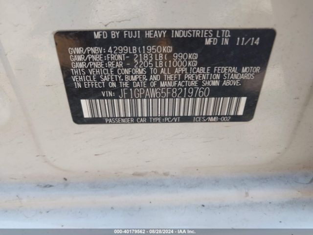 JF1GPAW65F8219760 Subaru Impreza 2.0i Sport Limited