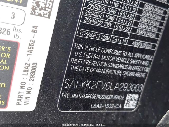 SALYK2FV6LA293003 Land Rover Range Rover Velar P340 R-dynamic S