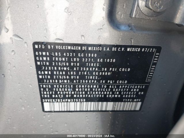 3VVEX7B24PM375259 Volkswagen Taos 1.5t Se