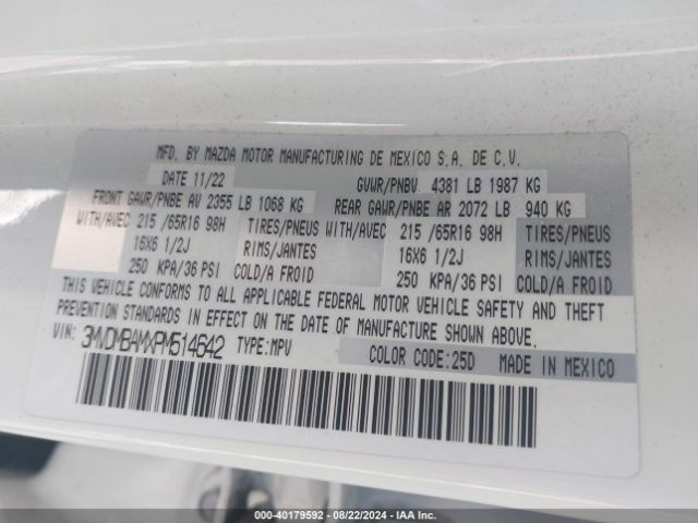 3MVDMBAMXPM514642 Mazda Cx-30 2.5 S