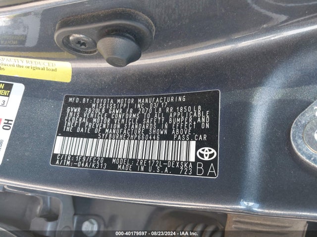 Toyota COROLLA SE 2017 5YFBURHE2HP660446 Image 9