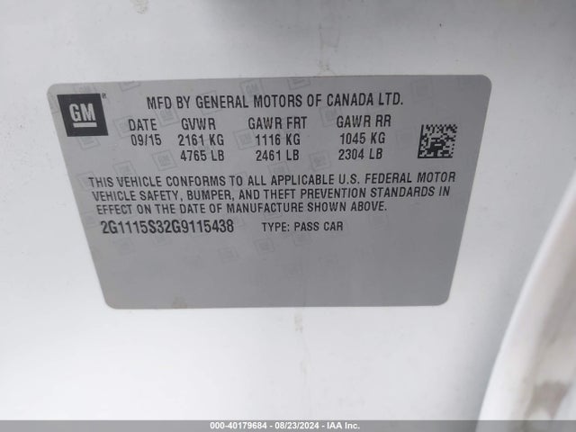Chevrolet Impala 2lt 2016 2G1115S32G9115438 Image 9