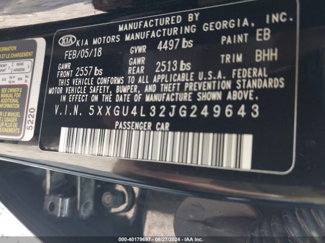 5XXGU4L32JG249643 KIA OPTIMA EX