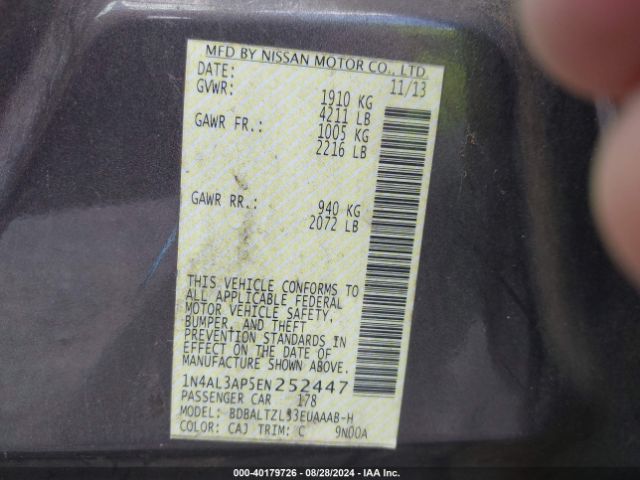 1N4AL3AP5EN252447 Nissan Altima 2.5 Sv