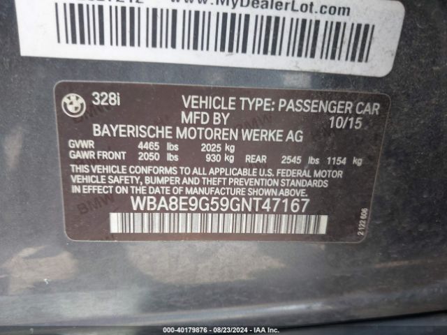WBA8E9G59GNT47167 BMW 328I
