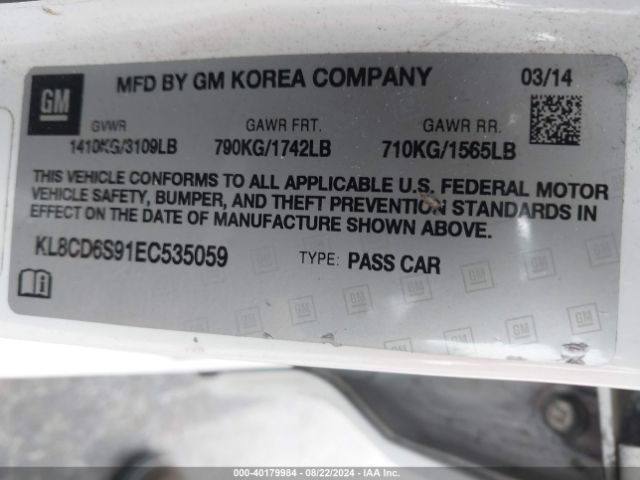 KL8CD6S91EC535059 Chevrolet Spark 1lt Auto
