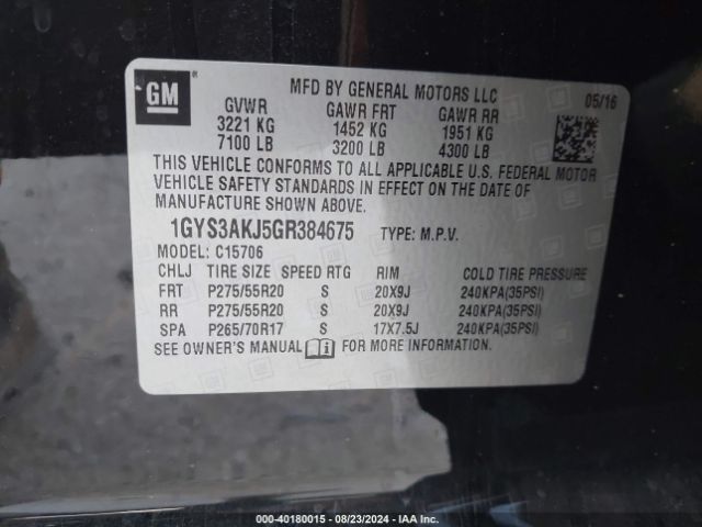 1GYS3AKJ5GR384675 Cadillac Escalade Standard