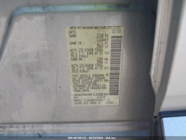 5N1AZ2MG3GN120896 Nissan MURANO SL