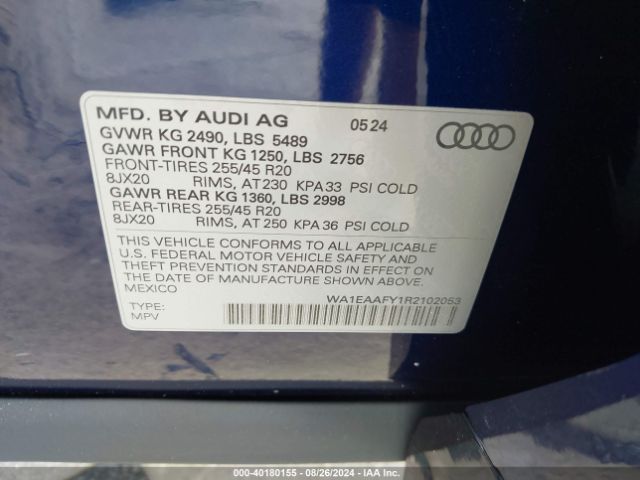 WA1EAAFY1R2102053 Audi Q5 Premium Plus 45 Tfsi S Line Quattro