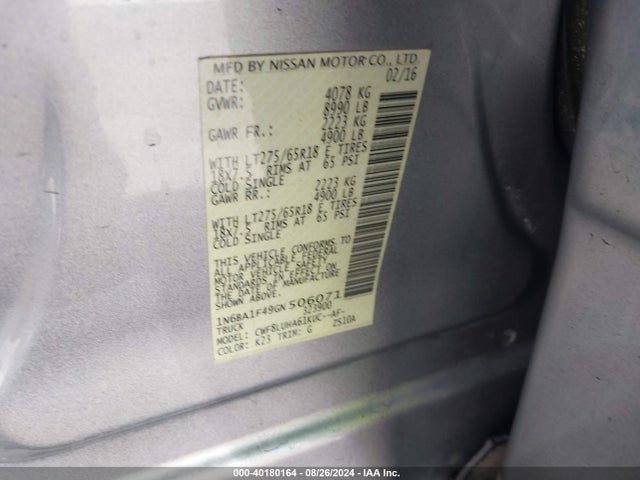 1N6BA1F49GN506071 Nissan Titan Xd Pro-4x Diesel