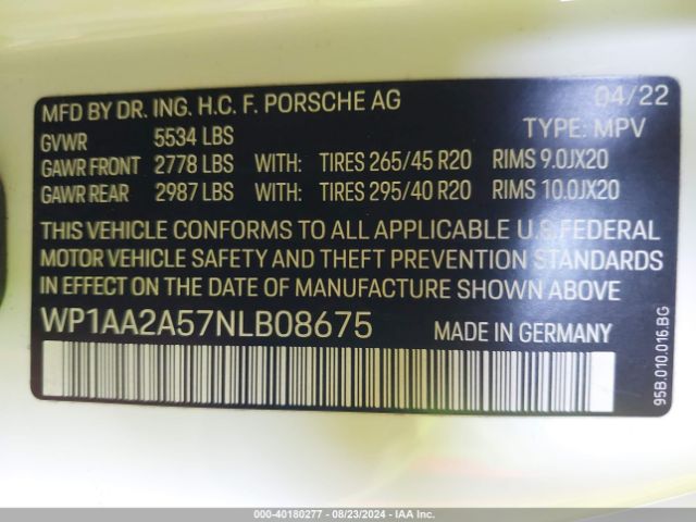 WP1AA2A57NLB08675 Porsche Macan