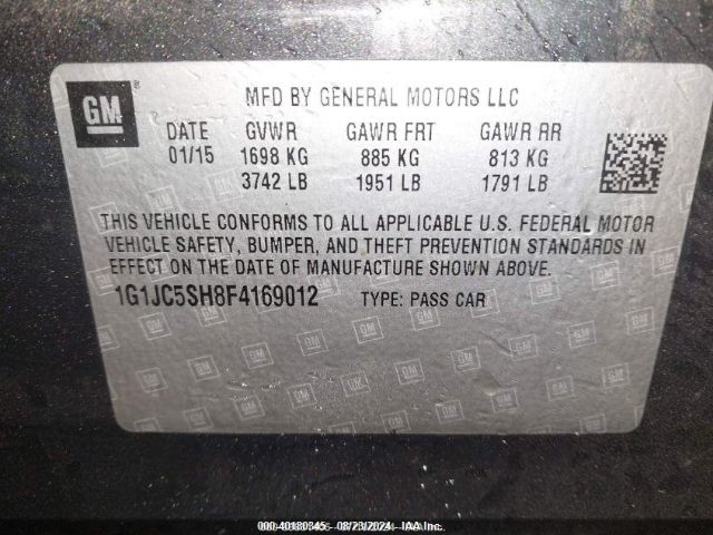 1G1JC5SH8F4169012 Chevrolet Sonic Lt Auto