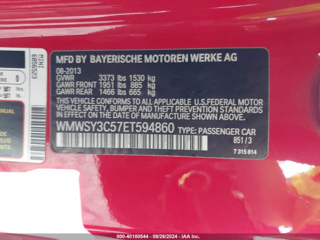 2014 MINI ROADSTER WMWSY3C57ET594860 Photo 8