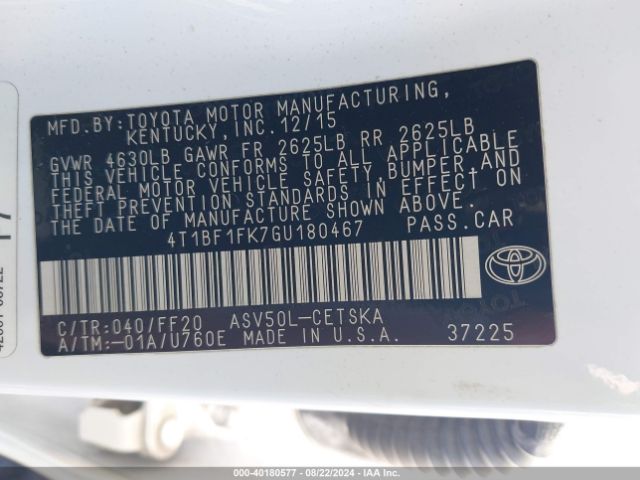 4T1BF1FK7GU180467 Toyota CAMRY SE