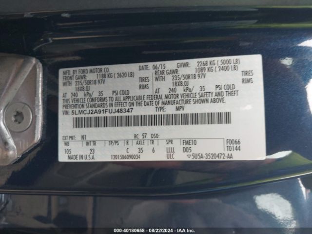 5LMCJ2A91FUJ48347 Lincoln MKC