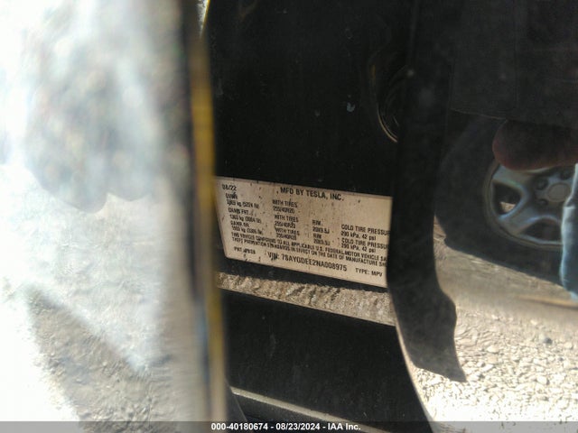 2022 TESLA MODEL Y 7SAYGDEE2NA008975 Photo 8